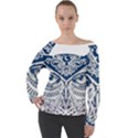 Owl Off Shoulder Long Sleeve Velour Top View1