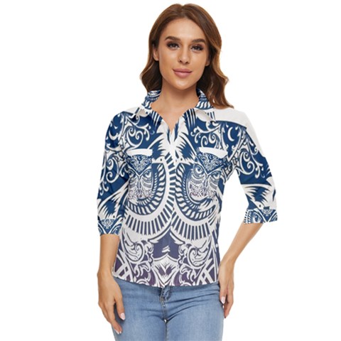 Owl Women s Quarter Sleeve Pocket Shirt by Amaryn4rt