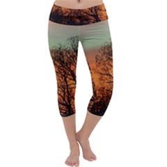 Twilight Sunset Sky Evening Clouds Capri Yoga Leggings by Amaryn4rt