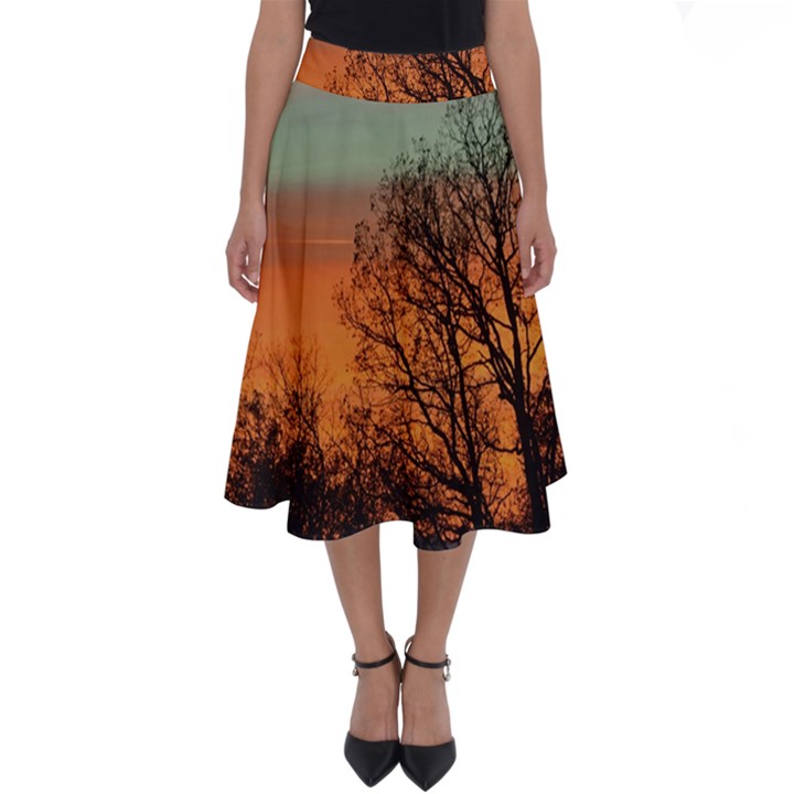 Twilight Sunset Sky Evening Clouds Perfect Length Midi Skirt