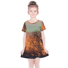 Twilight Sunset Sky Evening Clouds Kids  Simple Cotton Dress by Amaryn4rt