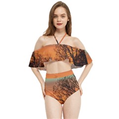 Twilight Sunset Sky Evening Clouds Halter Flowy Bikini Set  by Amaryn4rt