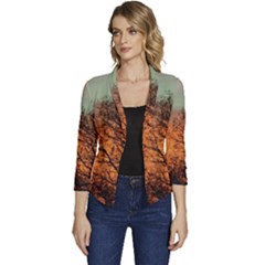 Twilight Sunset Sky Evening Clouds Women s Casual 3/4 Sleeve Spring Jacket