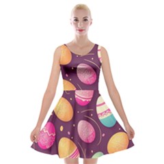 Easter Eggs Egg Velvet Skater Dress by Ravend