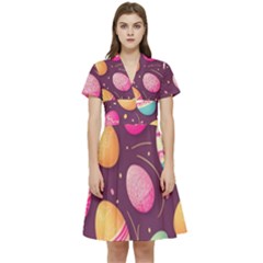 Easter Eggs Egg Short Sleeve Waist Detail Dress by Ravend