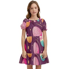 Easter Eggs Egg Kids  Puff Sleeved Dress by Ravend