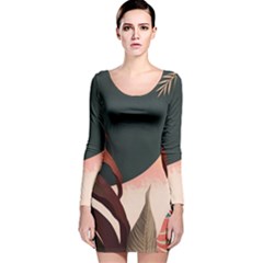 Leaves Foliage Plants Long Sleeve Velvet Bodycon Dress by Ravend