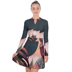 Leaves Foliage Plants Long Sleeve Panel Dress by Ravend