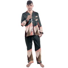 Leaves Foliage Plants Men s Long Sleeve Satin Pajamas Set by Ravend