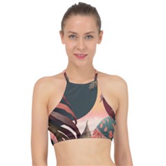 Leaves Foliage Plants Racer Front Bikini Top by Ravend