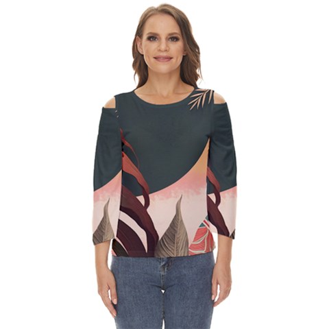 Leaves Foliage Plants Cut Out Wide Sleeve Top by Ravend