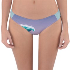 Tsunami Tidal Wave Wave Minimalist Ocean Sea 4 Reversible Hipster Bikini Bottoms by Wegoenart