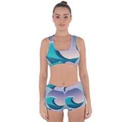 Tsunami Tidal Wave Wave Minimalist Ocean Sea 4 Racerback Boyleg Bikini Set by Wegoenart