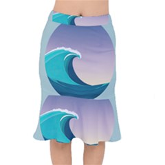 Tsunami Tidal Wave Wave Minimalist Ocean Sea 4 Short Mermaid Skirt by Wegoenart