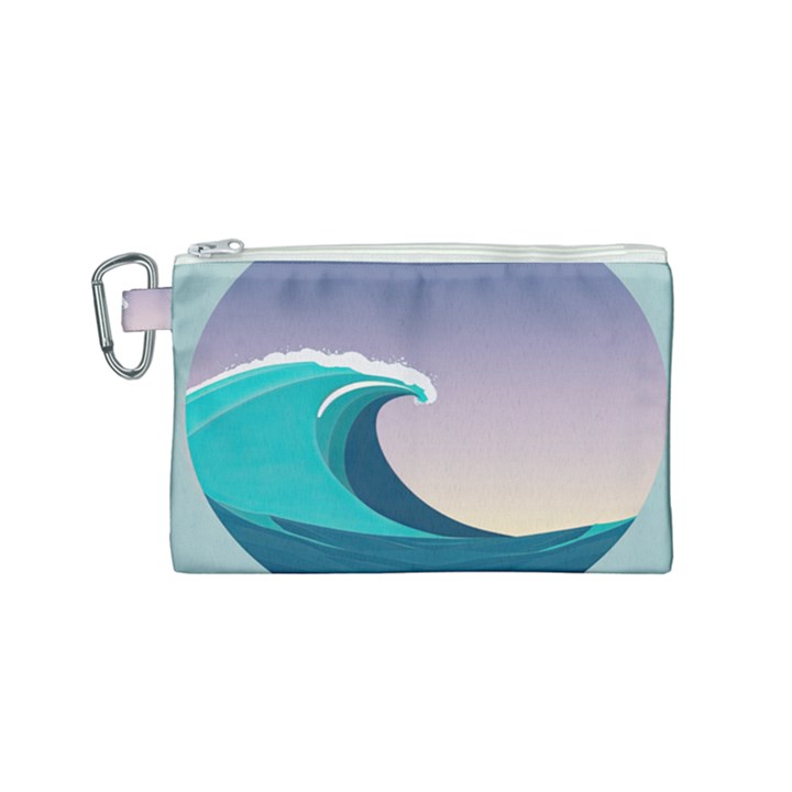 Tsunami Tidal Wave Wave Minimalist Ocean Sea 4 Canvas Cosmetic Bag (Small)