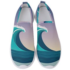 Tsunami Tidal Wave Wave Minimalist Ocean Sea 4 Men s Slip On Sneakers by Wegoenart