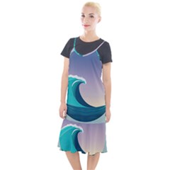 Tsunami Tidal Wave Wave Minimalist Ocean Sea 4 Camis Fishtail Dress by Wegoenart