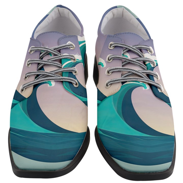 Tsunami Tidal Wave Wave Minimalist Ocean Sea 4 Women Heeled Oxford Shoes