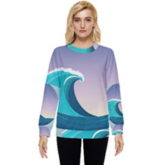 Tsunami Tidal Wave Wave Minimalist Ocean Sea 4 Hidden Pocket Sweatshirt by Wegoenart