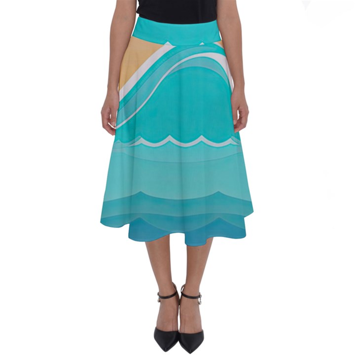 Tsunami Tidal Wave Wave Minimalist Ocean Sea Perfect Length Midi Skirt