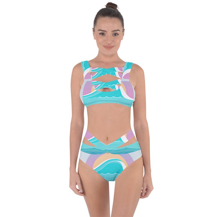 Tsunami Tidal Wave Wave Minimalist Ocean Sea Bandaged Up Bikini Set 