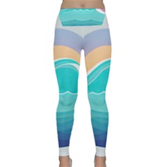 Tsunami Tidal Wave Wave Minimalist Ocean Sea Lightweight Velour Classic Yoga Leggings by Wegoenart