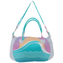 Tsunami Tidal Wave Wave Minimalist Ocean Sea Removable Strap Handbag by Wegoenart