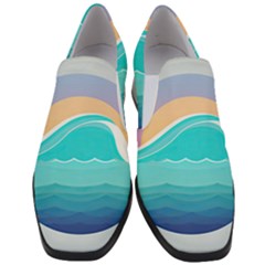 Tsunami Tidal Wave Wave Minimalist Ocean Sea Women Slip On Heel Loafers by Wegoenart