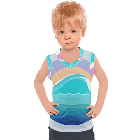 Tsunami Tidal Wave Wave Minimalist Ocean Sea Kids  Sport Tank Top by Wegoenart