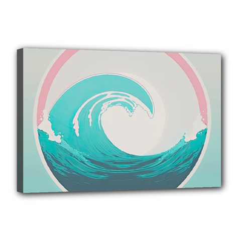 Tidal Wave Ocean Sea Tsunami Wave Minimalist Canvas 18  X 12  (stretched) by Wegoenart