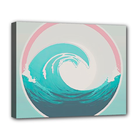 Tidal Wave Ocean Sea Tsunami Wave Minimalist Deluxe Canvas 20  X 16  (stretched) by Wegoenart