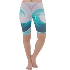 Tidal Wave Ocean Sea Tsunami Wave Minimalist Cropped Leggings  by Wegoenart