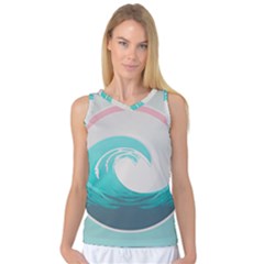 Tidal Wave Ocean Sea Tsunami Wave Minimalist Women s Basketball Tank Top by Wegoenart