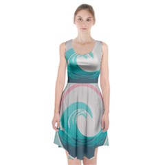 Tidal Wave Ocean Sea Tsunami Wave Minimalist Racerback Midi Dress by Wegoenart