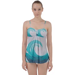 Tidal Wave Ocean Sea Tsunami Wave Minimalist Babydoll Tankini Set by Wegoenart