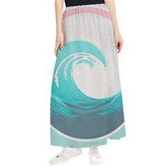 Tidal Wave Ocean Sea Tsunami Wave Minimalist Maxi Chiffon Skirt by Wegoenart