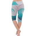 Tidal Wave Ocean Sea Tsunami Wave Minimalist Lightweight Velour Cropped Yoga Leggings View4