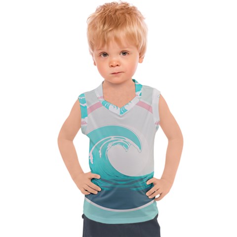 Tidal Wave Ocean Sea Tsunami Wave Minimalist Kids  Sport Tank Top by Wegoenart