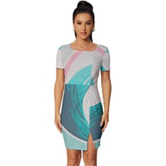 Tidal Wave Ocean Sea Tsunami Wave Minimalist Fitted Knot Split End Bodycon Dress by Wegoenart