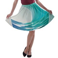 Tsunami Tidal Wave Wave Minimalist Ocean Sea 2 A-line Skater Skirt by Wegoenart