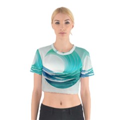 Tsunami Tidal Wave Wave Minimalist Ocean Sea 2 Cotton Crop Top by Wegoenart