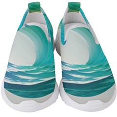 Tsunami Tidal Wave Wave Minimalist Ocean Sea 2 Kids  Slip On Sneakers by Wegoenart