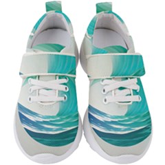 Tsunami Tidal Wave Wave Minimalist Ocean Sea 2 Kids  Velcro Strap Shoes by Wegoenart