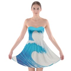 Wave Tsunami Tidal Wave Ocean Sea Water Strapless Bra Top Dress by Wegoenart