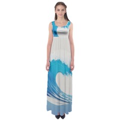 Wave Tsunami Tidal Wave Ocean Sea Water Empire Waist Maxi Dress by Wegoenart