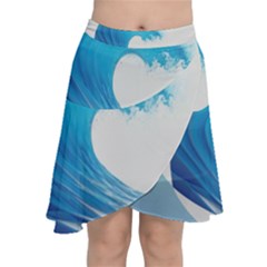 Wave Tsunami Tidal Wave Ocean Sea Water Chiffon Wrap Front Skirt by Wegoenart