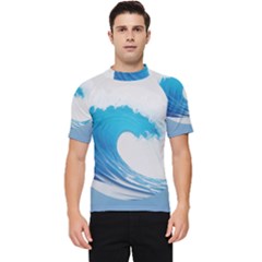 Wave Tsunami Tidal Wave Ocean Sea Water Men s Short Sleeve Rash Guard by Wegoenart