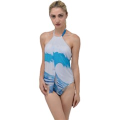 Wave Tsunami Tidal Wave Ocean Sea Water Go With The Flow One Piece Swimsuit by Wegoenart