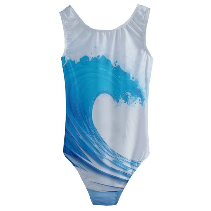 Wave Tsunami Tidal Wave Ocean Sea Water Kids  Cut-Out Back One Piece Swimsuit