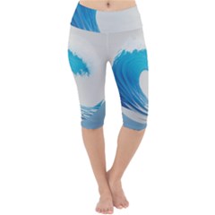 Wave Tsunami Tidal Wave Ocean Sea Water Lightweight Velour Cropped Yoga Leggings by Wegoenart